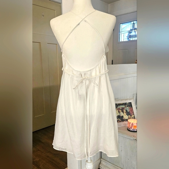 NWT' - BANANA REPUBLIC - White Linen Style Dress, Backless with Straps, Size L - Picture 3 of 7